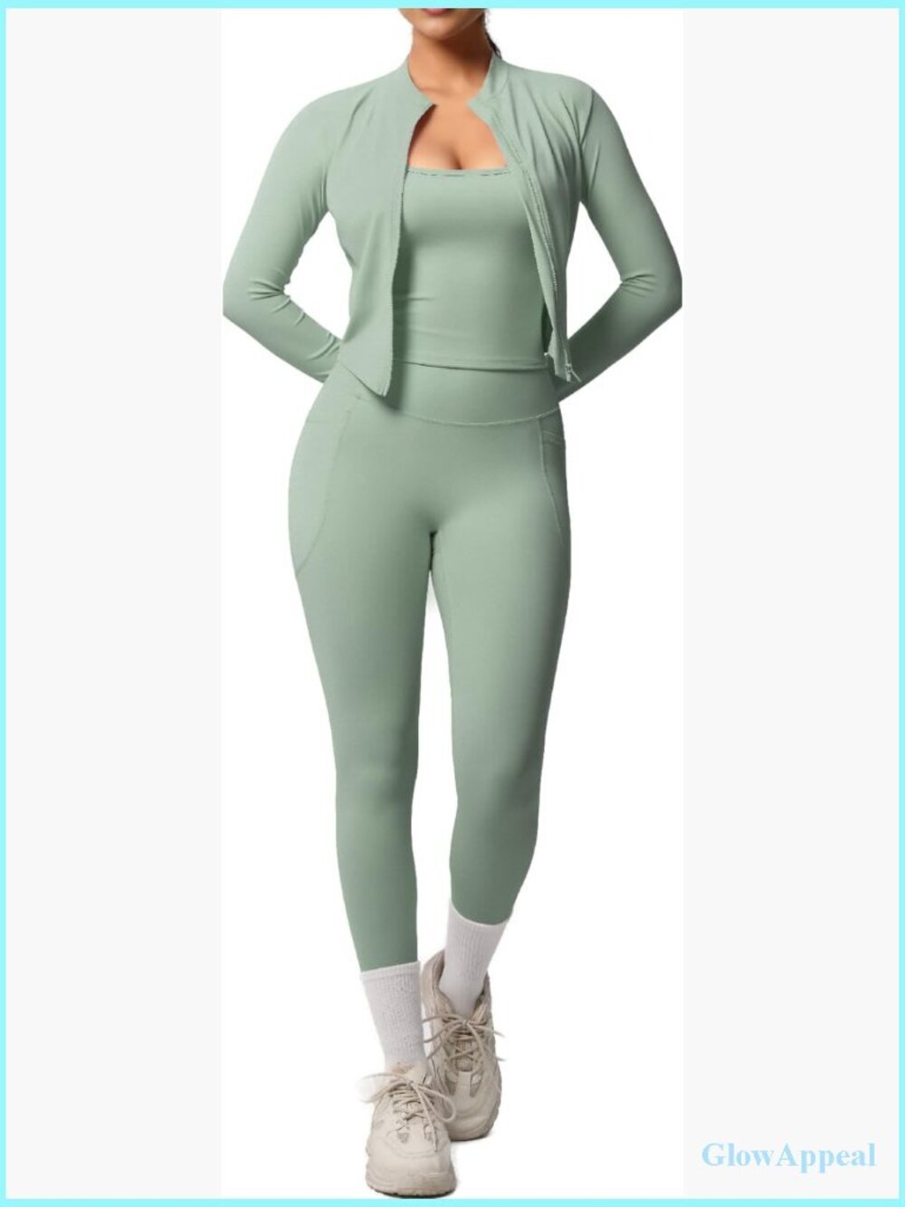 Women's 3-Piece Workout Set - Jacket, Tank & Leggings